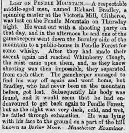 1872-10-15 Lost on Pendle - Glasgow Herald